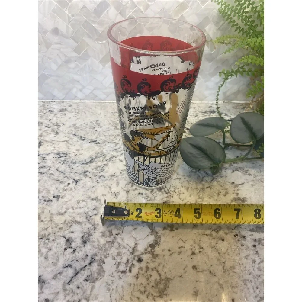 Vintage MCM Bartender Bar‎ Cocktail Shaker with Recipes Clear Glass speakeasy